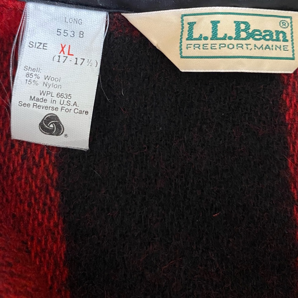 RARE Vtg L.L. Bean Wool Flannel Buffalo Plaid Jacket Mens XL Red Black - Picture 9 of 11
